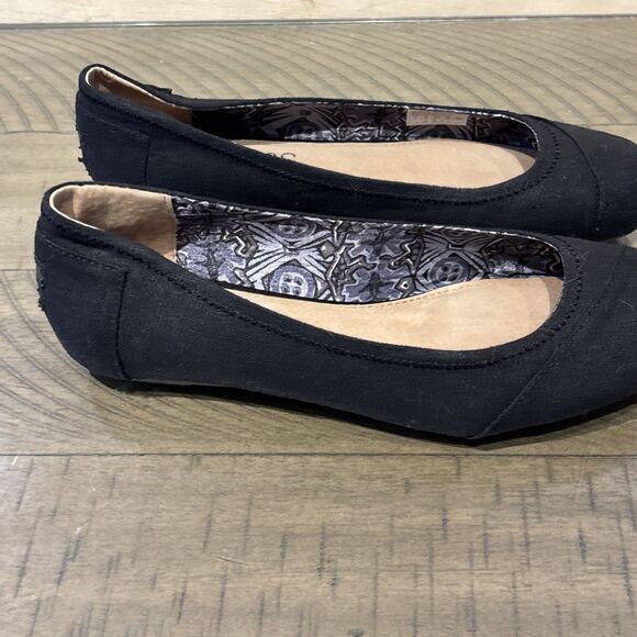 Bobs Skechers Shoes Women’s Size 7 Black Woven Slip On ballet flats - Picture 3 of 8